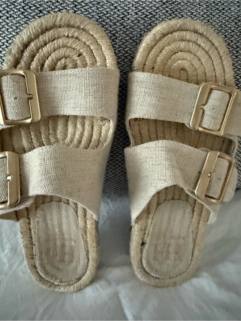 Haute Hippie Beige Two-Buckle Espadrille Slide Sandals - Women's